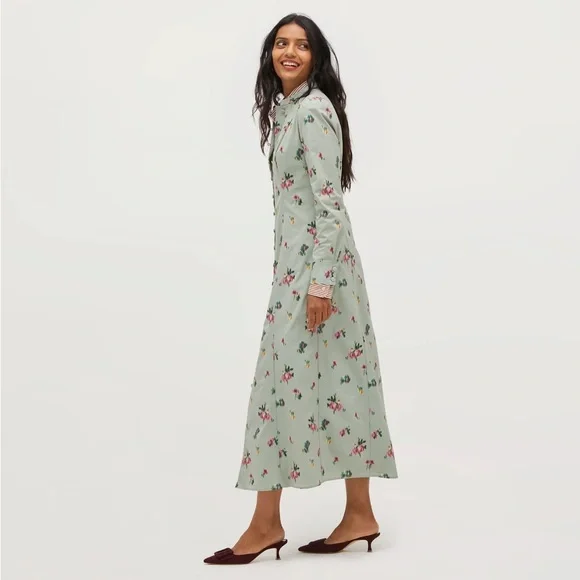 Hill House The Lucienne Dress In Sage Taffeta - Picture 7 of 11